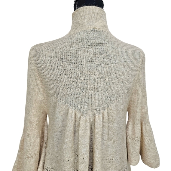 Anthropologie Feather Bone Merino Wool Alpaca Blend Pointelle Sweater Sz Small - Picture 12 of 15